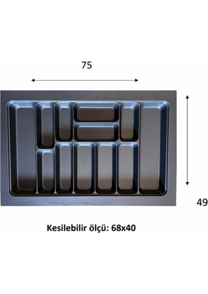 Eco Lüx Modül Kaşıklık Antrasit 76X49 cm ROYALEKS-ACERO-20357
