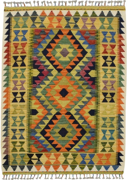 El Dokuma Cerit Yörükleri Iran Yün Kilim 0417 - Yeni - Sarı
