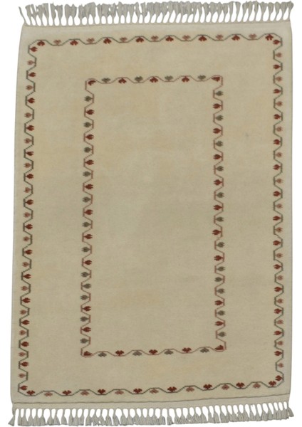 El Dokuma Modern Tek Renk Milas Yün Halı 0385 - Yeni - Bej