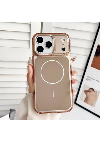 iPhone 17 Promax Magsafe Özellikli Şeffaf Metal Tuşlu Metal Kamera Korumalı Premium Kılıf