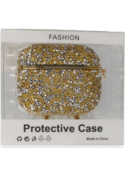 Airpods 3 (3.nesil) Mira Taşlı Kılıf - Gold modelleri