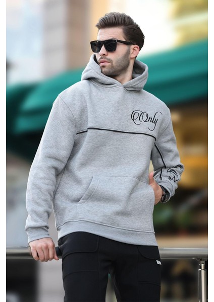 Grimelanj Kapüşonlu Şerit Detaylı Baskılı Erkek Sweatshirt 7091 fiyatları