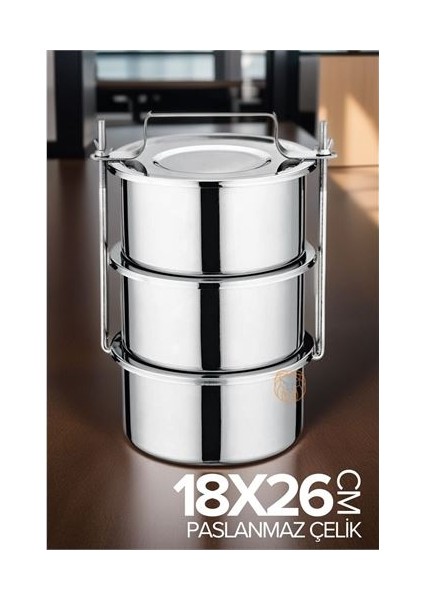 Hsnet Xl 18X26 cm Sefer Tası Paslanmaz Çelik Yemek Kabı - MR000K-1G3O25