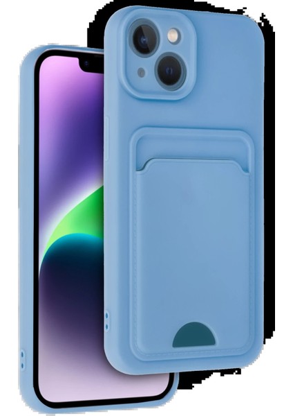 iPhone 14 Kılıf Kelvin Kartvizitli Silikon - MAVI-(5796) - MR000K-1GCLQ5