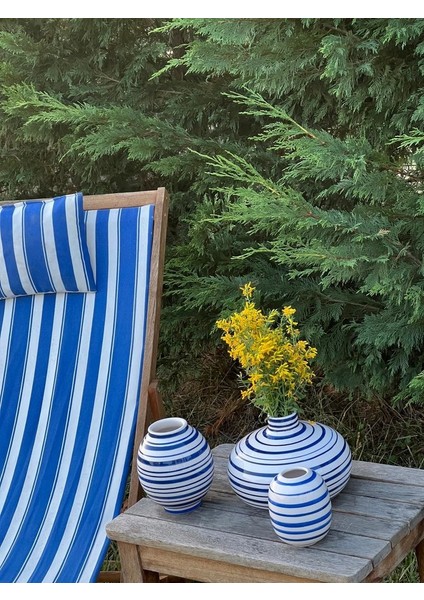 1 Adet 12CM Küçük Lacivert Line Art Vazo