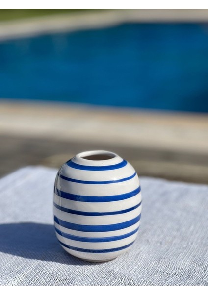 1 Adet 12CM Küçük Lacivert Line Art Vazo modelleri