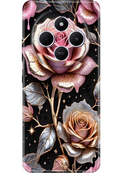 Xiaomi Redmi A4 5g Kılıf Desenli Baskılı Tpu Rubber Kapak Gold Gül