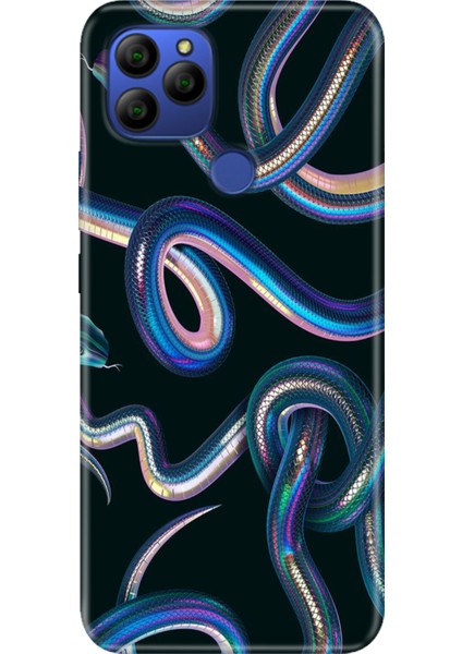 General Mobile Gm 21 Kılıf Desenli Baskılı Tpu Rubber Kapak Fosforlu Yılan