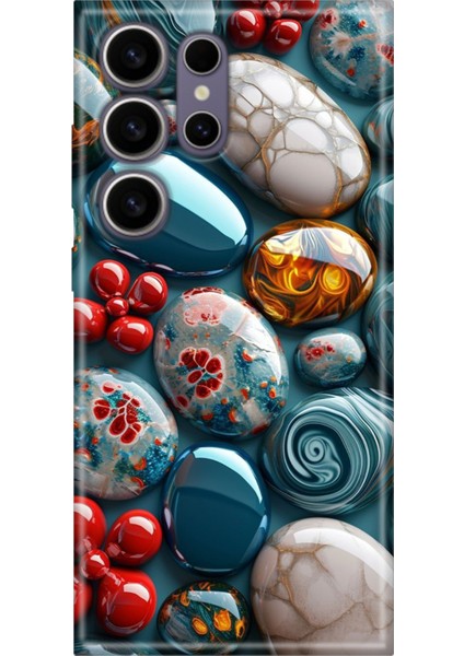 Samsung Galaxy S24 Ultra Kılıf Desenli Baskılı Tpu Rubber Kapak Çakıl Taşları
