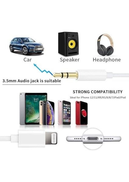 Iphone Ile Uyumlu To Aux Çevirici Kablo, 3.5 Aux Kablo 1 Metre modelleri