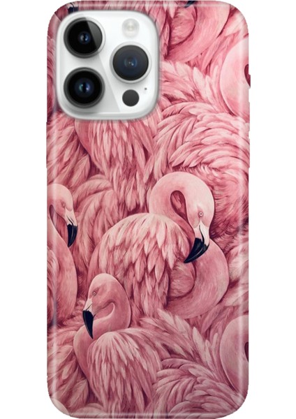 iPhone 14 Pro Max Kılıf Desenli Baskılı Tpu Rubber Kapak Flamingo Pattern