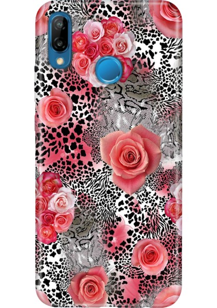 Huawei P20 Lite Kılıf Desenli Baskılı Tpu Rubber Kapak Flower Design