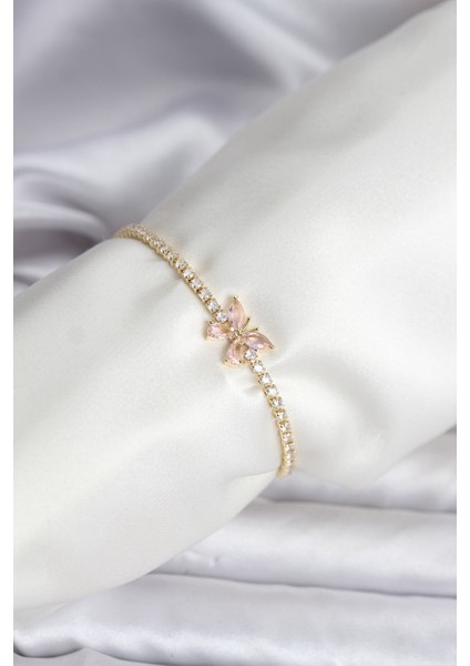 Zirkon Taşlı Renk Pirinç Su Yolu Kadın Bileklik