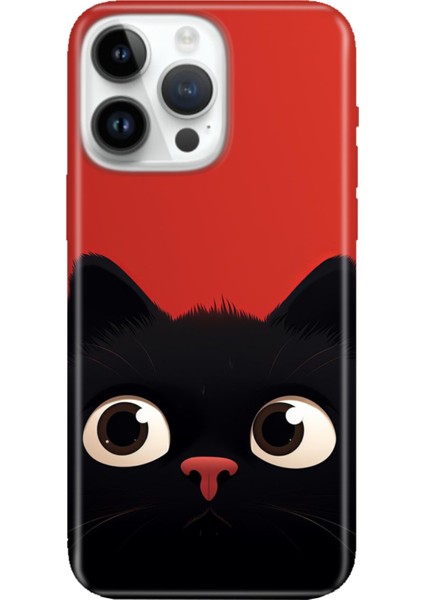 iPhone 16 Pro Max Kılıf Desenli Baskılı Tpu Rubber Kapak Cat Red