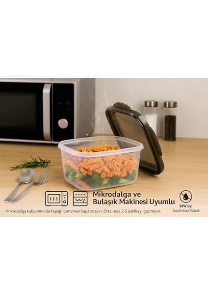 3’lü Sızdırmaz Saklama Kabı Seti | 1600ML + 2800ML + 4600ML | Şeffaf Plastik Yemek Kabı | Gıda Saklama & Mutfak Organizer Kutusu | Mikrodalga ve Buzdolabı Uyumlu