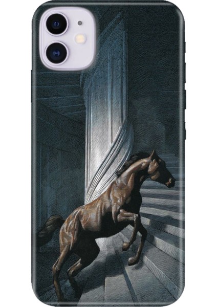 iPhone 11 Kılıf Desenli Baskılı Tpu Rubber Kapak Horse