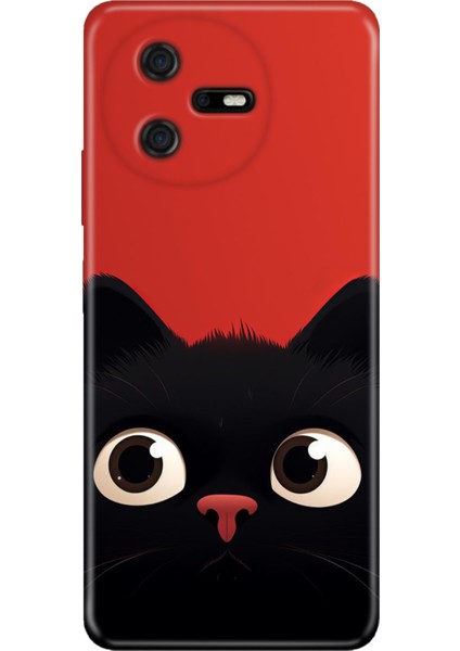 Casper Via A40 Kılıf Desenli Baskılı Tpu Rubber Kapak Cat Red