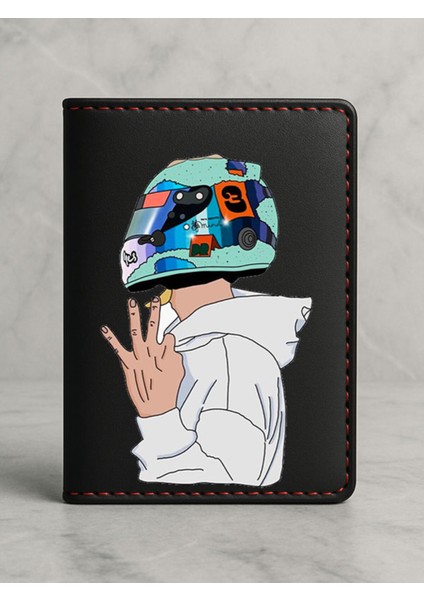 Ruhsat Koruyucu Baskılı Kart Bölmeli Siyah Vinlex Deri Ruhsat Kabı Kılıfı Yarış Zamanı