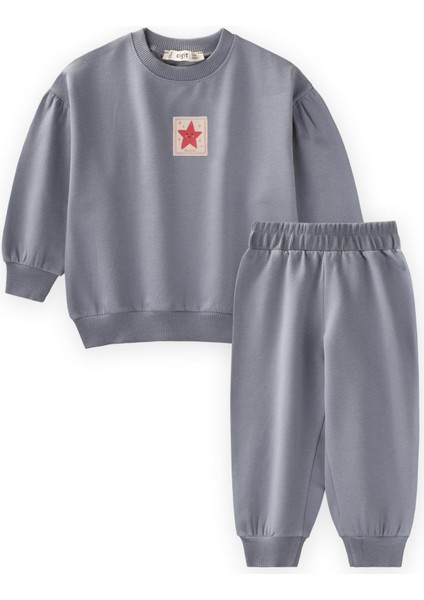 Etiket Detaylı Sweatshirt Takım 1-7 Yaş Mint Yeşil