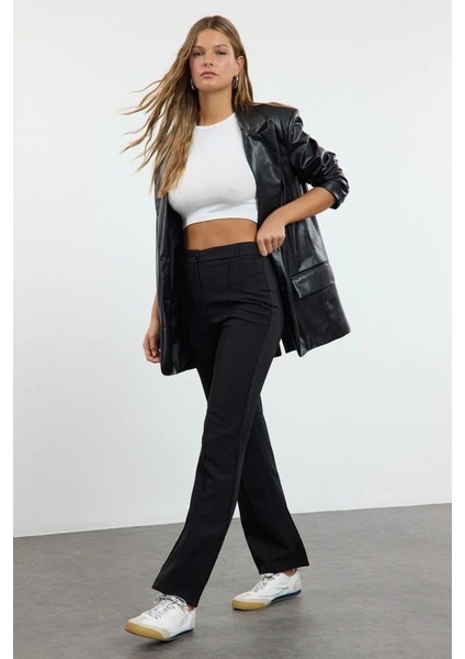 Kadın Yüksek Bel Nervurlu Ithal Krep Pantolon modelleri