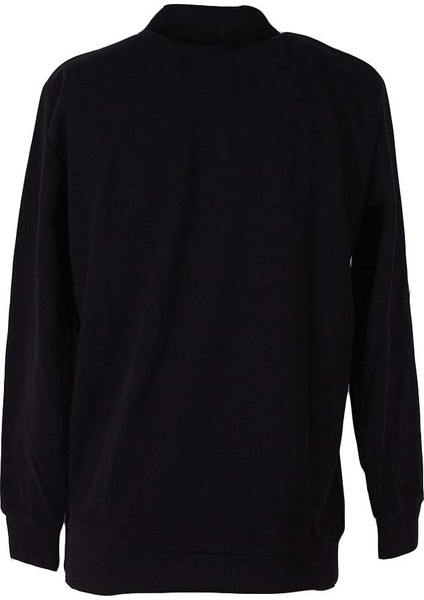 Polo Yaka Selanik Siyah Erkek Sweatshirt 5052 modelleri