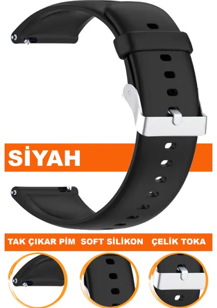 12mm-14mm-16mm-18mm-20mm-22mm-24mm saatlerle uyumlu soft silikon saat kordonu kayışı a72-sıyah