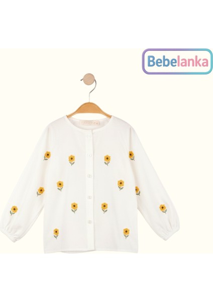 Kız Çocuk Ayçiçeği Nakışlı Düğmeli Gömlek ve Esnek Kot Pantolon 2'li Takım fiyatları