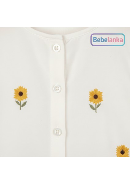 Kız Çocuk Ayçiçeği Nakışlı Düğmeli Gömlek ve Esnek Kot Pantolon 2'li Takım fırsatları