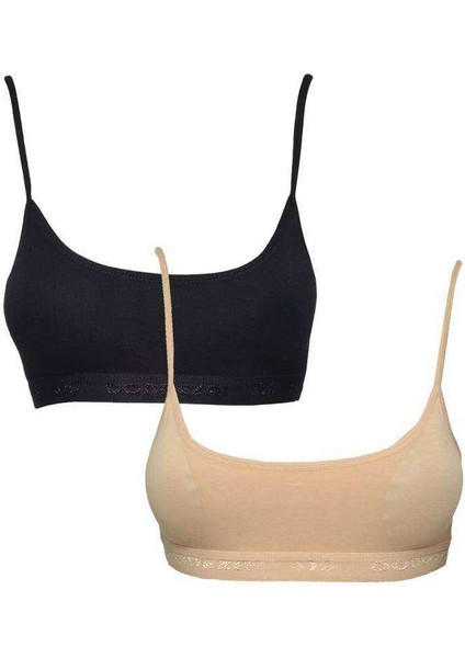 Pedli Ip Askılı Siyah ve Ten Rengi Büstiyer 2 Adet