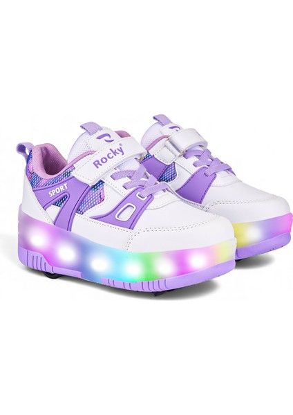 Patenli Cırtlı Işıklı Spor Ayakkabısı 4 Tekerlekli Paten –ışıkları On/off Tuşlu fiyatları