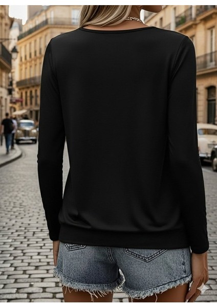 Kadın Uzun Kollu Yuvarlak Yakalı Viskon Bluz modelleri