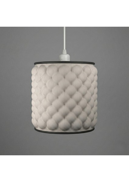 Dokulu Zarafet Premium Abajur Başlığı ile Modern Beyaz Sarkıt Lamba