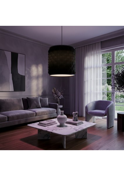 Dokulu Zarafet Premium Abajur Başlığı ile Modern Beyaz Sarkıt Lamba indirimleri