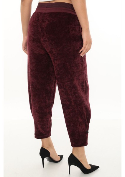 Büyük Beden Fitilli Kadife Mom Lastikli Yüksek Bel Kadın Pantolon modelleri