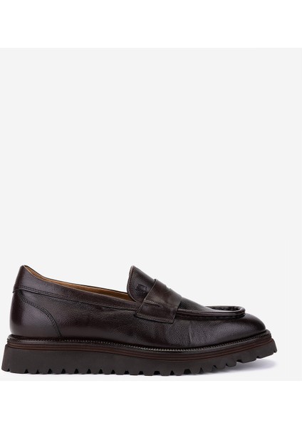 Erkek Hakiki Deri Kahverengi Loafer Ayakkabı 537 3818 Erk Ayk SK25-26 Kahve Dr