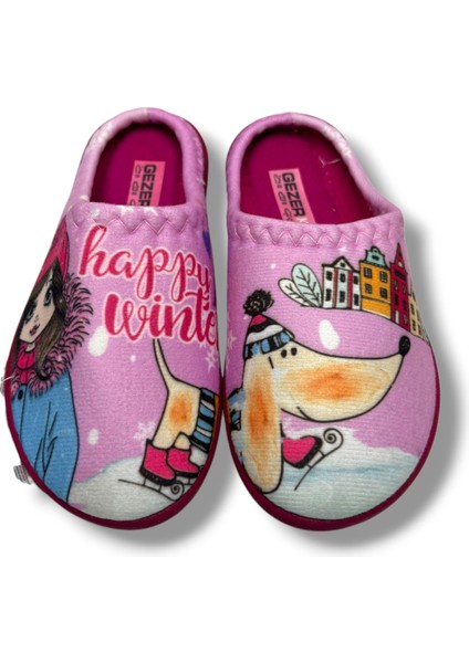 14531-26 Happy Winter Termal Kız Çocuk Ev Terlik 30-35 modelleri