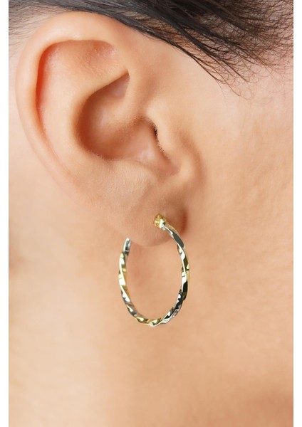 14 Ayar Altın Burgu Tasarım Halka Küpe