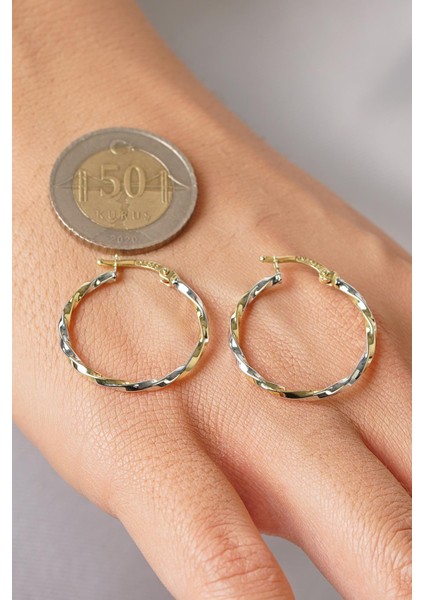 14 Ayar Altın Burgu Tasarım Halka Küpe indirimleri