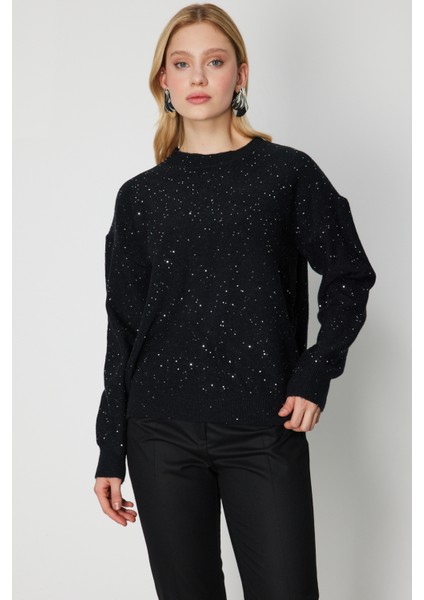 Simli Kumaş Sıfır Yaka Triko Kazak 60435-26K fiyatları