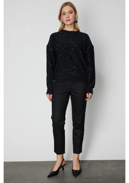 Simli Kumaş Sıfır Yaka Triko Kazak 60435-26K modelleri