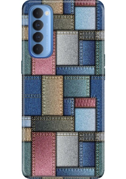 Oppo Reno 4 Pro Kılıf Desenli Baskılı Tpu Rubber Kapak Jean Pattern