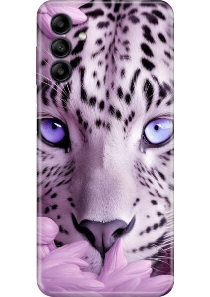 Samsung Galaxy A15 Kılıf Desenli Baskılı Tpu Rubber Kapak Beyaz Kaplan