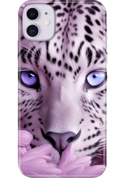 iPhone 11 Kılıf Desenli Baskılı Tpu Rubber Kapak Beyaz Kaplan