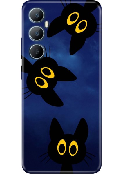 Realme C65 Kılıf Desenli Baskılı Tpu Rubber Kapak Karanlık Kedileri