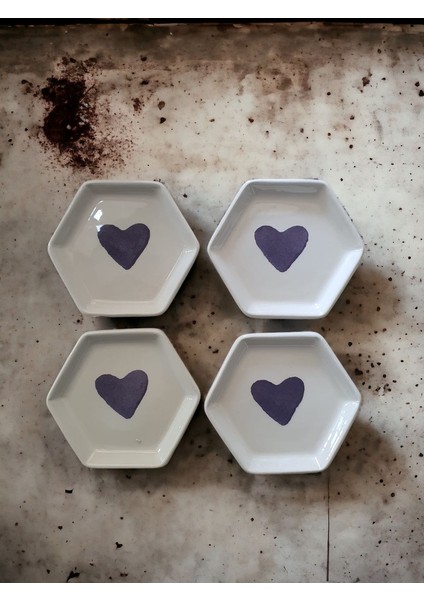 4\'lü Altıgen Mor Kalpli Sosluk Lokumluk