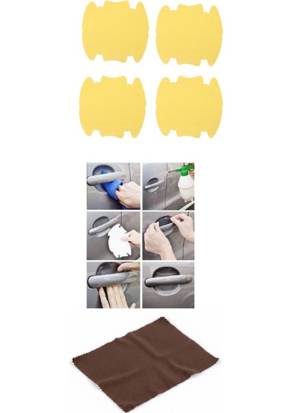 5li Set Araba Kapı Kolu Koruyucu Çizilme Önleyici Şeffaf Sticker Film Koruma Seti