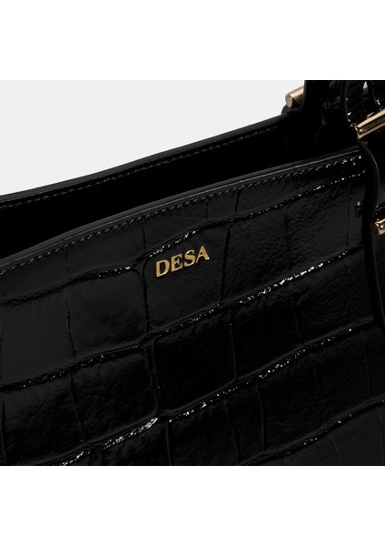 Kadın Siyah Kroko Baskılı Cüzdan Aksesuarlı Deri Omuz Çantası indirimleri