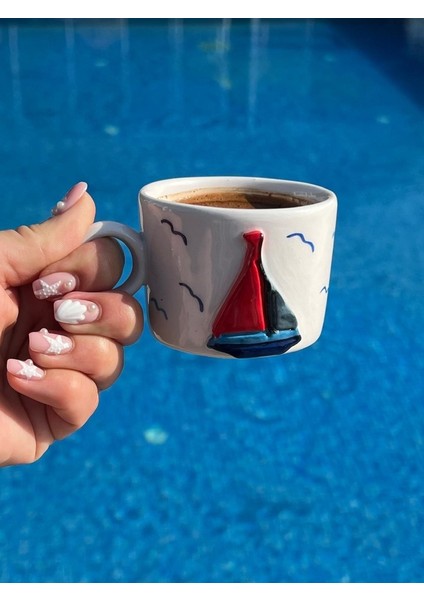 Yelkenli Deniz Temalı Fincan