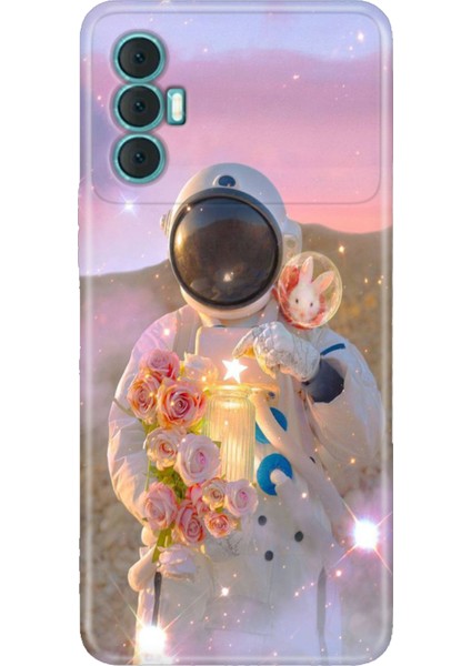 Tecno Spark 8 Pro Kılıf Desenli Baskılı Tpu Rubber Kapak Astronotumsu