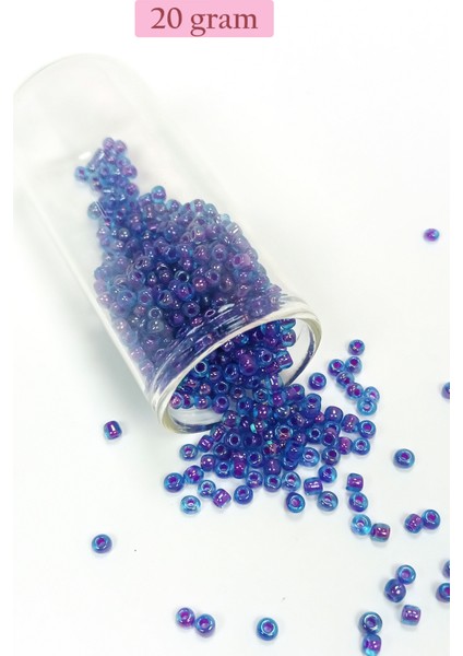 Dökme Cam Kum Boncuk (8/0) 3 mm - 20 Gram - Şeffaf Mavi - BNC149